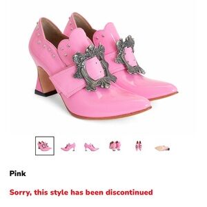 John Fluevog Pink Heels with Ornate Buckle